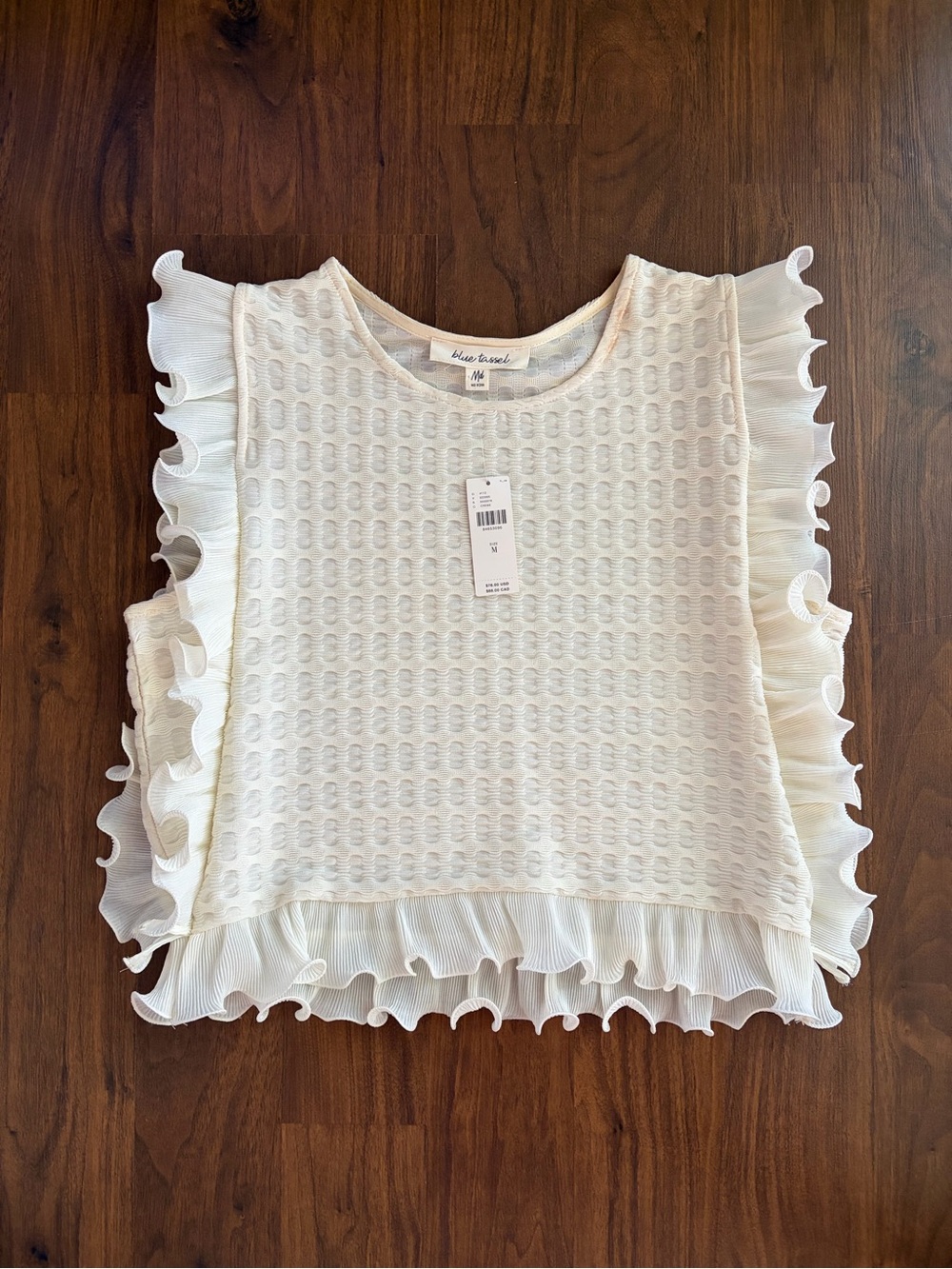 Anthro Blue Tassel Frill Shirt
